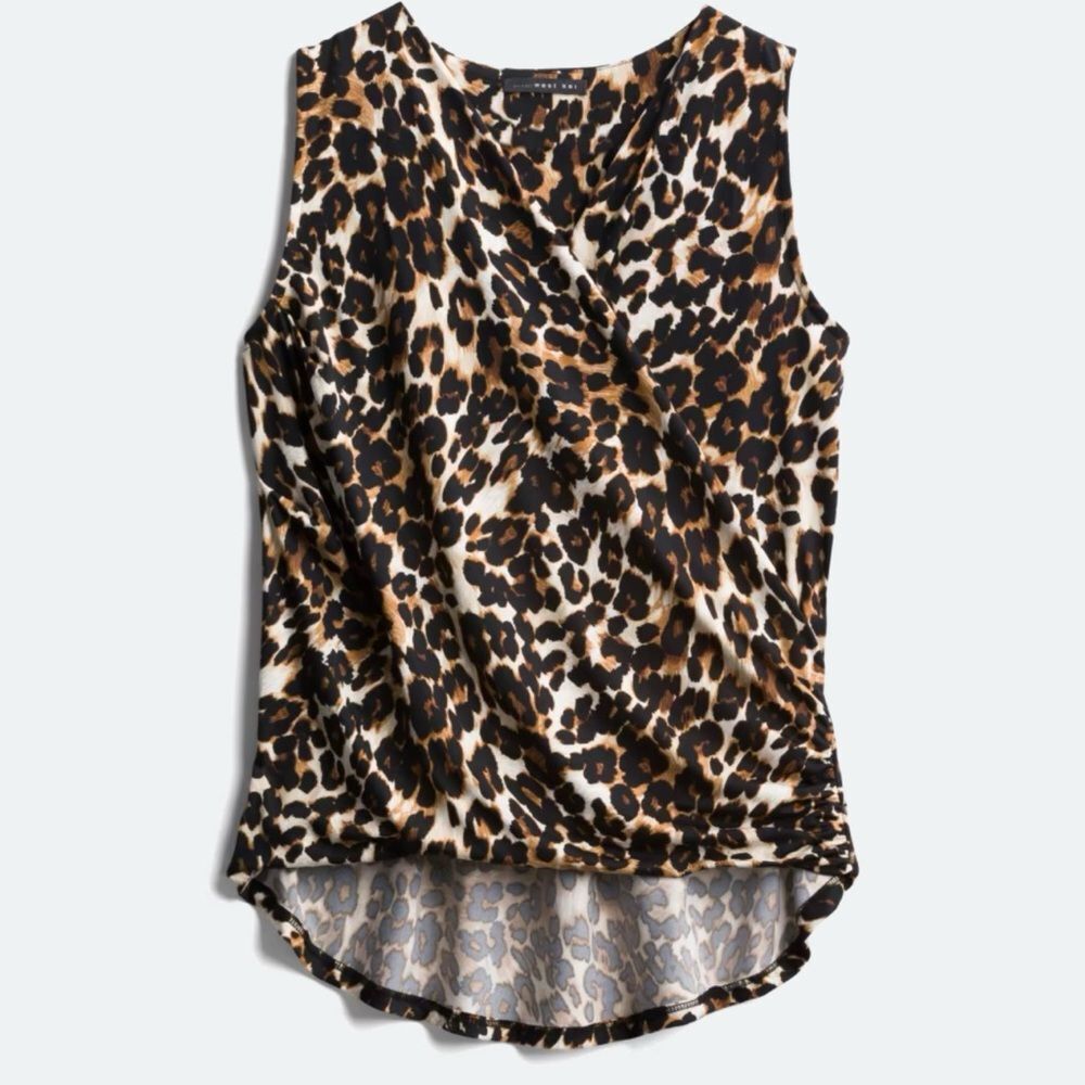 Eadrea Wrap Front Leopard Knit Top/Shirt - Size small